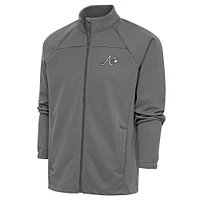 Veste de golf entièrement zippée à logo métallique Antigua Steel Atlanta Braves pour homme