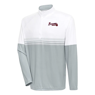 Pull-over zippé quart de tour Bender des Braves d'Atlanta pour homme, blanc/gris, Antigua