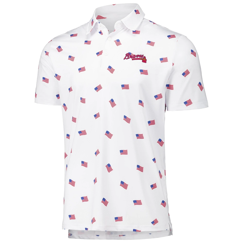 Men's Antigua White Atlanta Braves  Americana Polo