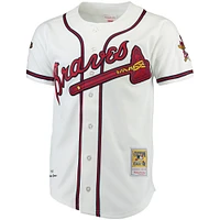 Maillot chipper jones mitchell & ness blanc Atlanta Braves authentique pour homme