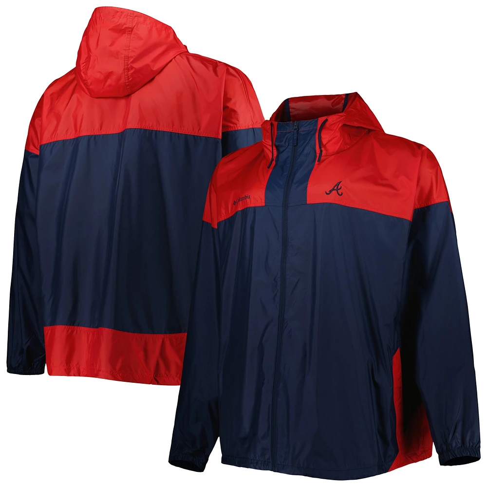 Men's Columbia Navy Atlanta Braves Flash Forward Challenger Omni-Shade Full-Zip Windbreaker