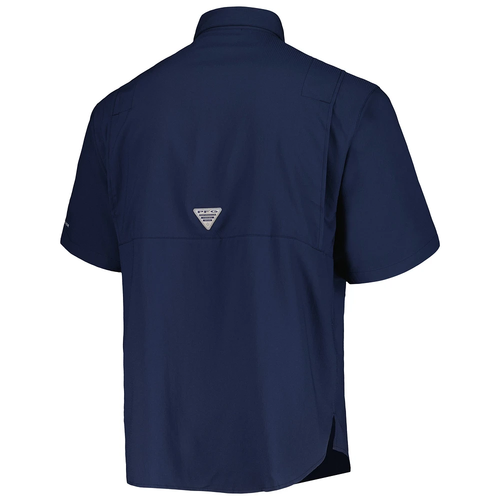 Men's Columbia Navy Atlanta Braves Tamiami Omni-Shade Button-Down Shirt