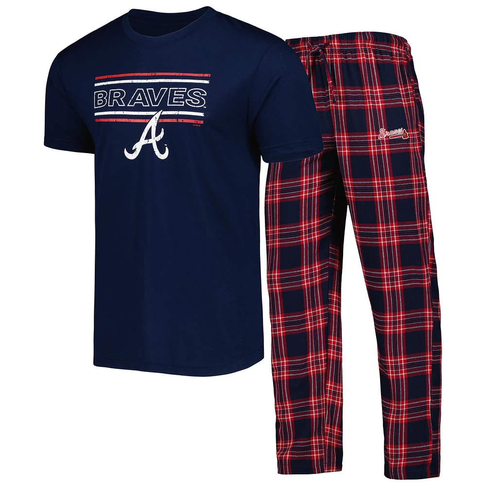 Concepts Sport - Ensemble de pyjama et pantalon avec écusson Atlanta Braves bleu marine/rouge pour homme