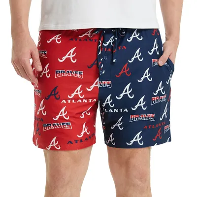 Atlanta Braves Concepts Sport Breakthrough AOP Knit Split Shorts - Navy/Red