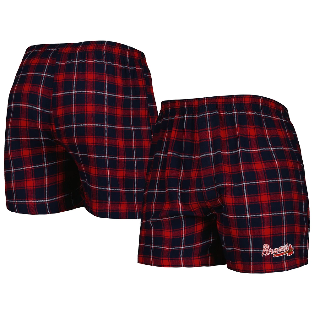 Boxer en flanelle Atlanta Braves Ledger Concepts Sport pour homme, bleu marine/rouge