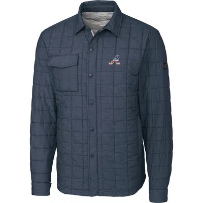 Atlanta Braves Cutter & Buck Stars Stripes Full-Zip Rainier Shirt Jacket - Gray