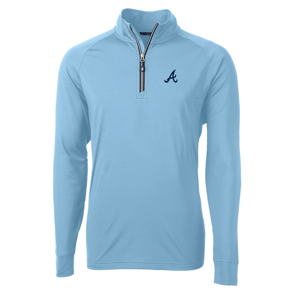 Pull-over bleu clair à fermeture éclair quart de tour pour homme, en tricot extensible recyclé Adapt Eco Knit des Atlanta Braves, Cutter & Buck