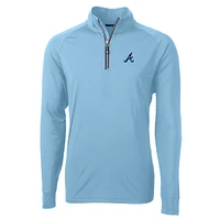 Pull-over bleu clair à fermeture éclair quart de tour pour homme, en tricot extensible recyclé Adapt Eco Knit des Atlanta Braves, Cutter & Buck