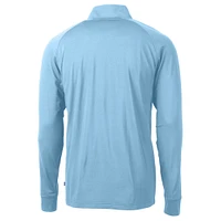 Pull-over bleu clair à fermeture éclair quart de tour pour homme, en tricot extensible recyclé Adapt Eco Knit des Atlanta Braves, Cutter & Buck