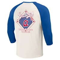 Collection Darius Rucker pour hommes par Fanatics Royal/Blanc Atlanta Braves Cooperstown T-shirt raglan à manches 3/4