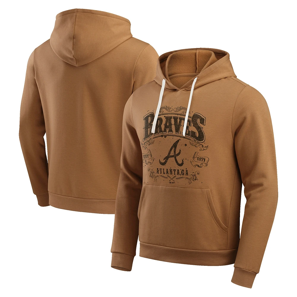 Men's Darius Rucker Collection by Fanatics Tan Atlanta Braves Camp Fleece Pullover Hoodie