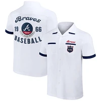 Collection Darius Rucker pour homme par Fanatics White Atlanta Braves Bowling Chemise boutonnée