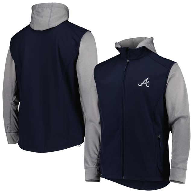 Veste à glissière pleine longueur Dunbrooke pour homme, bleu marine/gris chiné, Atlanta Braves Alpha