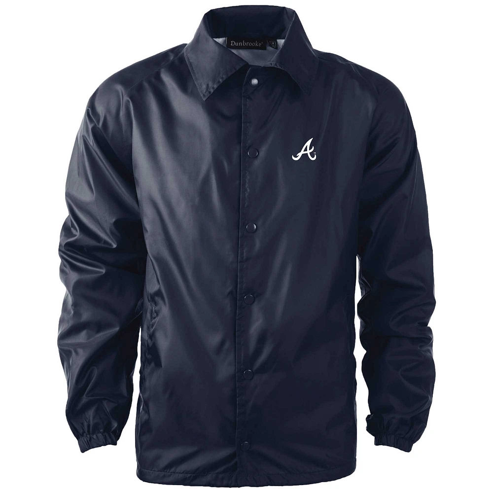 Veste coupe-vent raglan à bouton-pression pour hommes des Atlanta Braves d'Atlanta bleu marine Dunbrooke