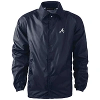 Men's Dunbrooke  Navy Atlanta Braves Coach's Raglan Full-Snap Windbreaker Jacket