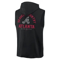 Men's Fanatics Black Atlanta Braves Fire Speed Sleeveless Pullover Hoodie