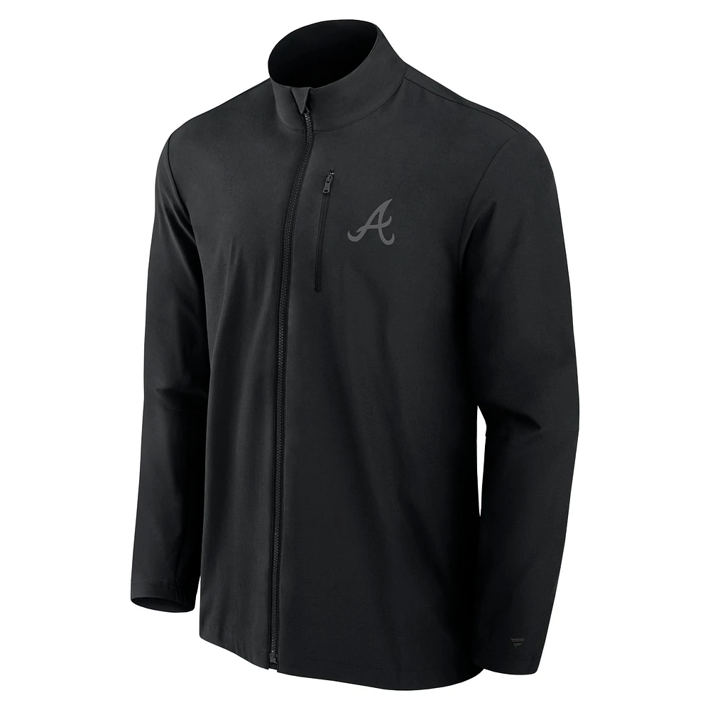 Men's Fanatics Black Atlanta Braves Front Office Woven Full-Zip Jacket