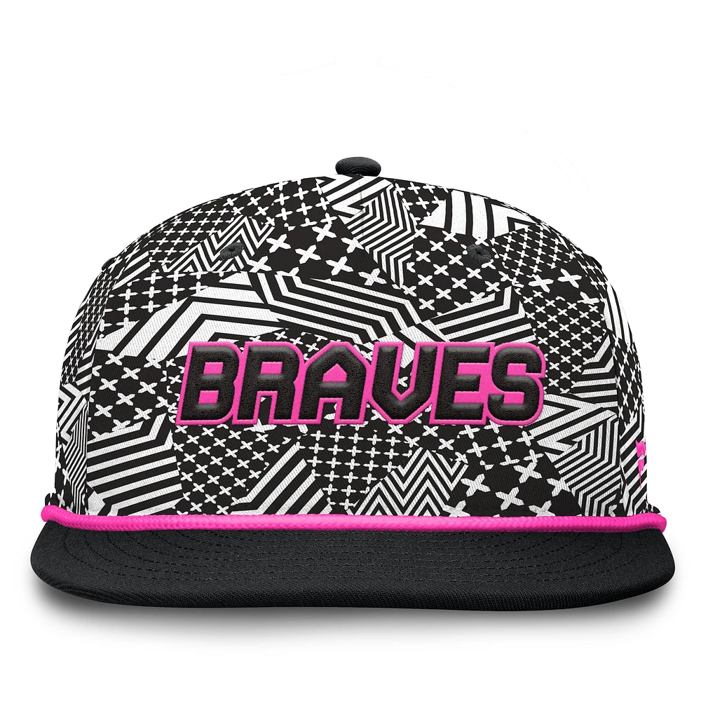 Men's Fanatics Black Atlanta Braves Let's Glow Moon Shot Snapback Hat