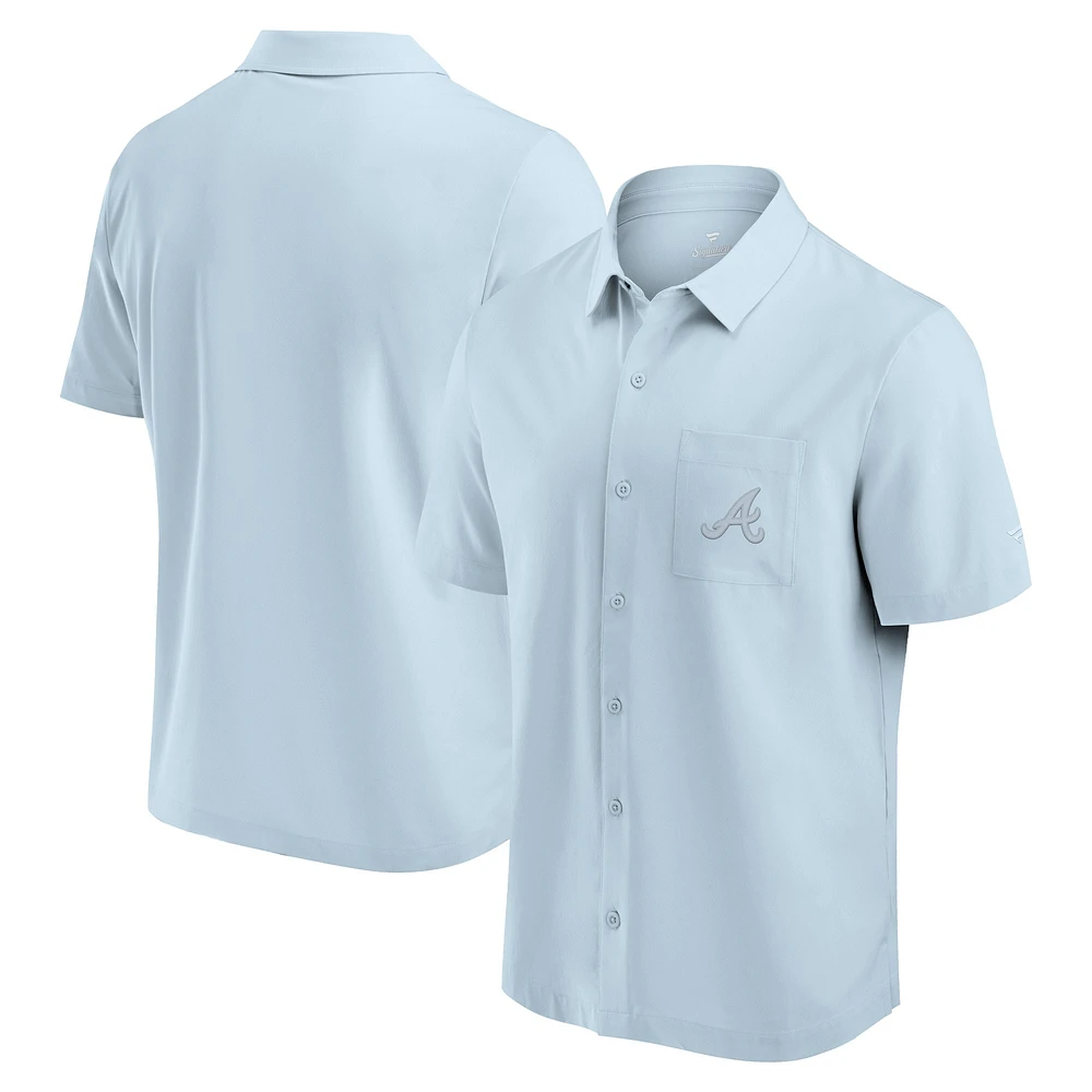 Chemise boutonnée à manches courtes pour hommes Fanatics Blue Atlanta Braves Front Office