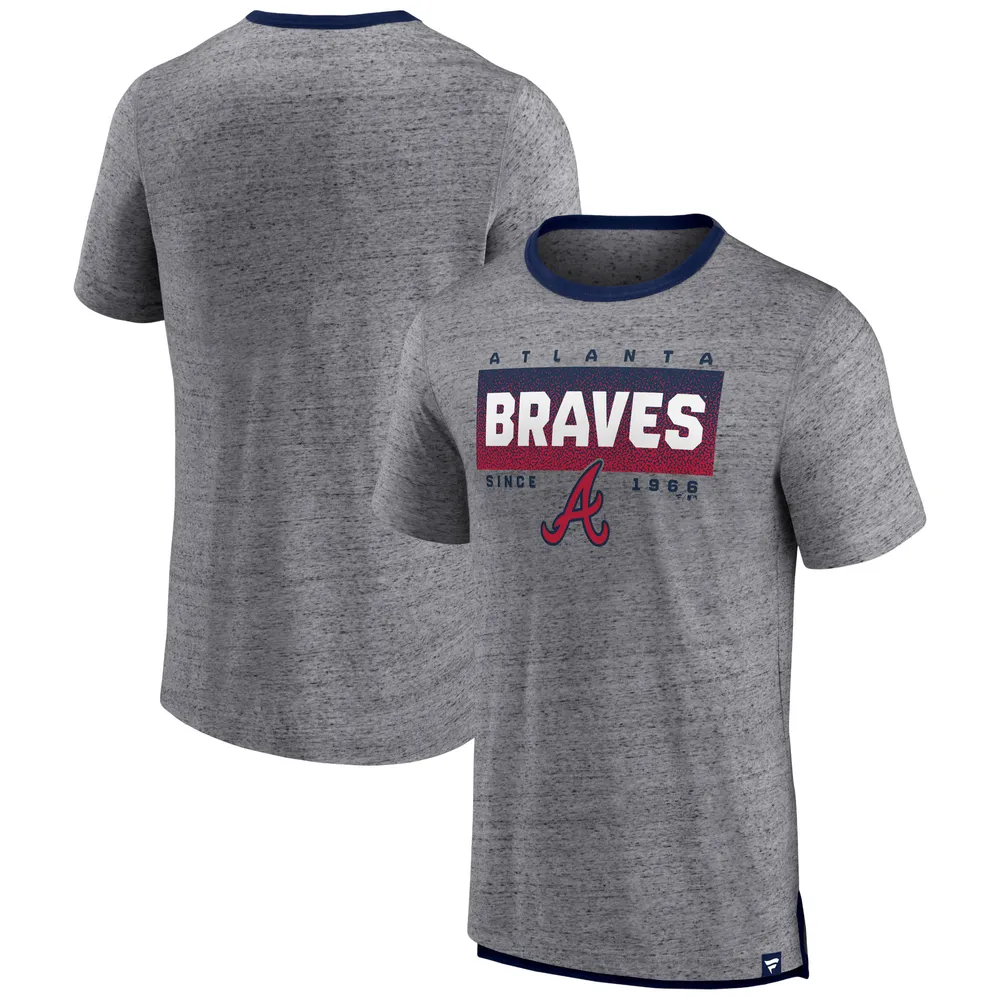 Lids Atlanta Braves Fanatics Branded Iconic Team Element Speckled Ringer T- Shirt - Heathered Gray