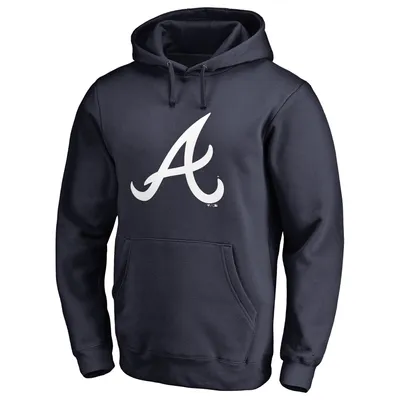 Atlanta Braves Fanatics Branded Official Logo Fitted Pullover Hoodie - Navy