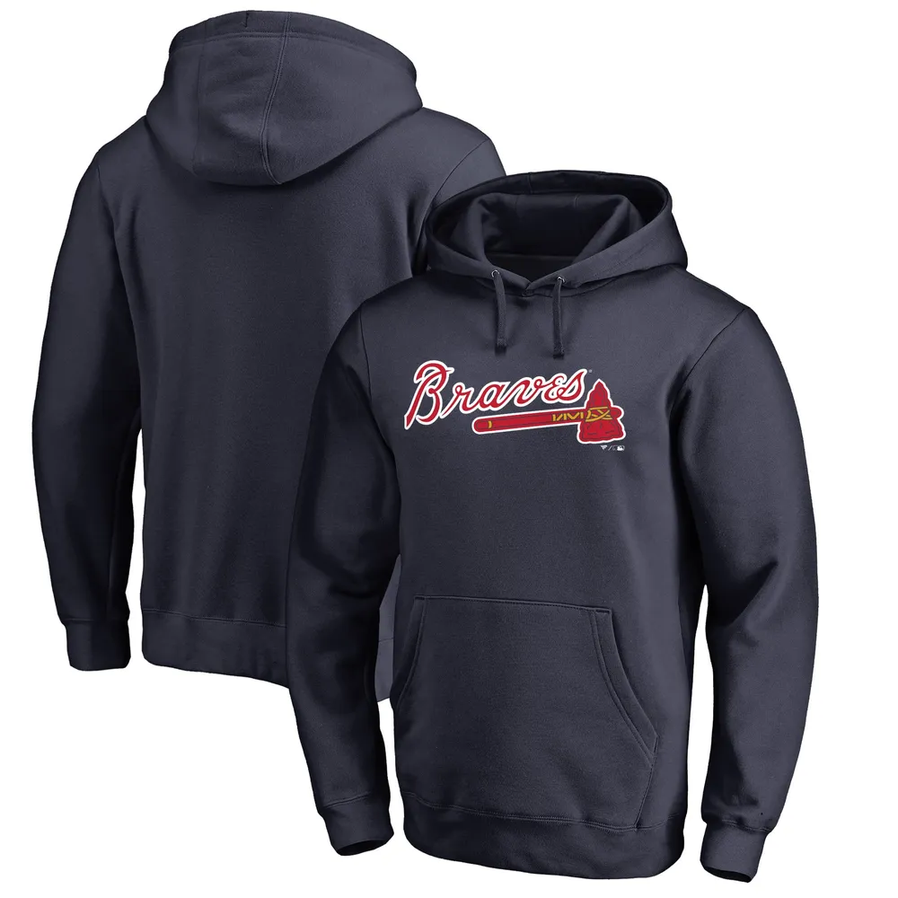 Atlanta Braves Fanatics Branded Splatter Logo Pullover Hoodie - Navy