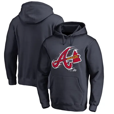 Atlanta Braves Fanatics Branded Splatter Logo Pullover Hoodie - Navy