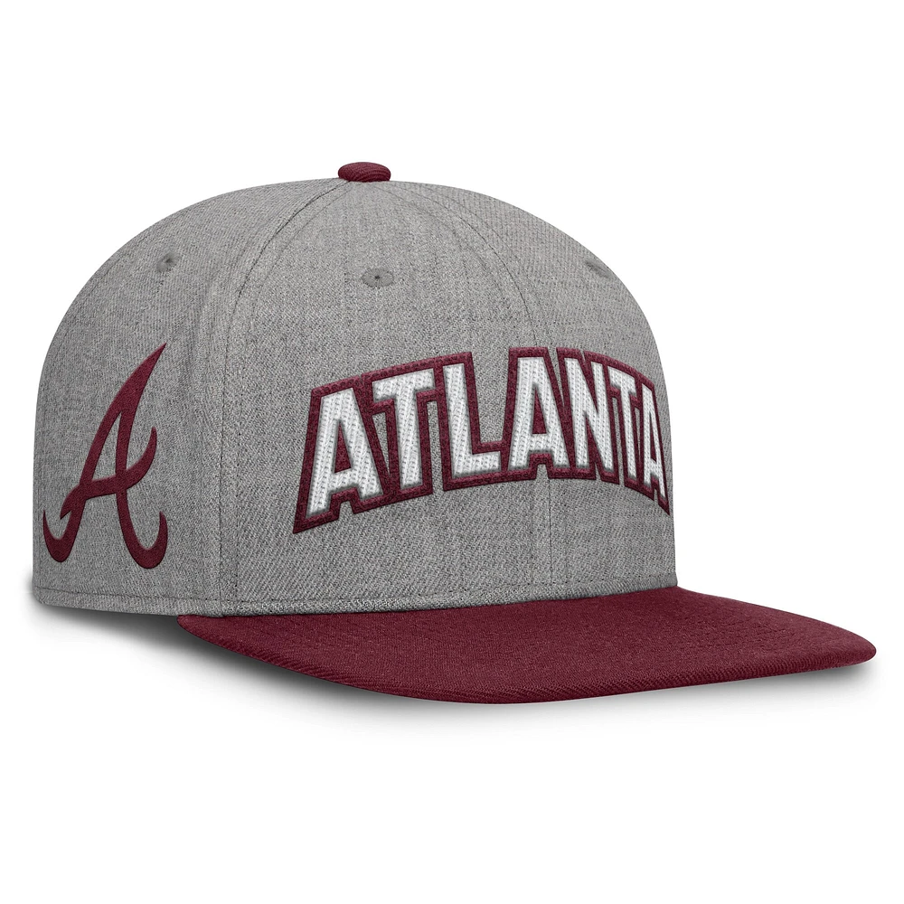 Casquette Snapback en feutre à point de chaînette Atlanta Braves Elements gris/marron Fanatics pour hommes