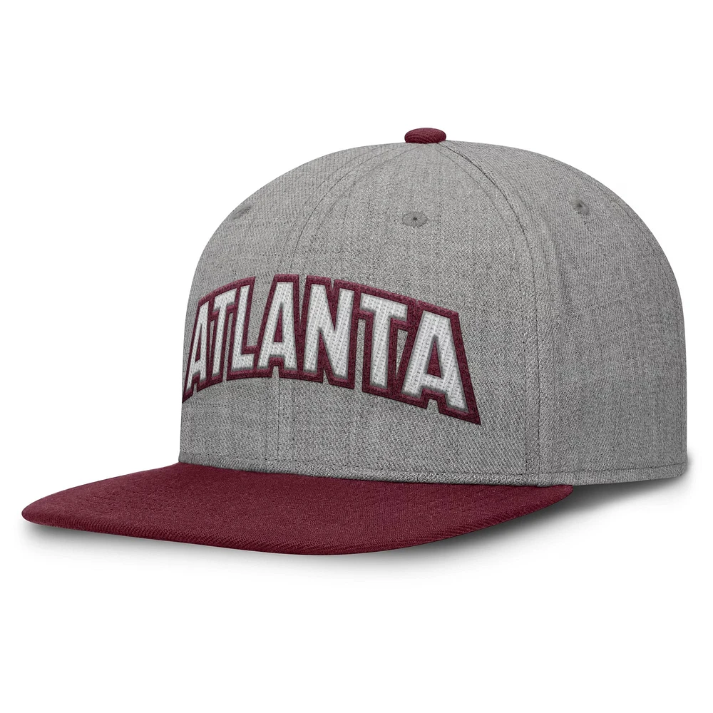 Men's Fanatics Gray/Maroon Atlanta Braves Elements Felt Chainstitch Snapback Hat