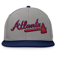 Men's Fanatics Gray/Navy Atlanta Braves Clubhouse Dugout Fitted Hat
