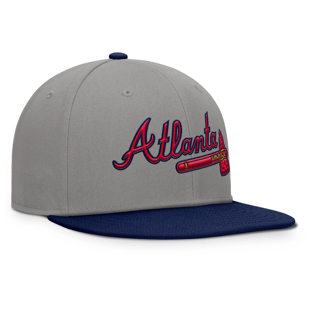 Men's Fanatics Gray/Navy Atlanta Braves Clubhouse Dugout Fitted Hat