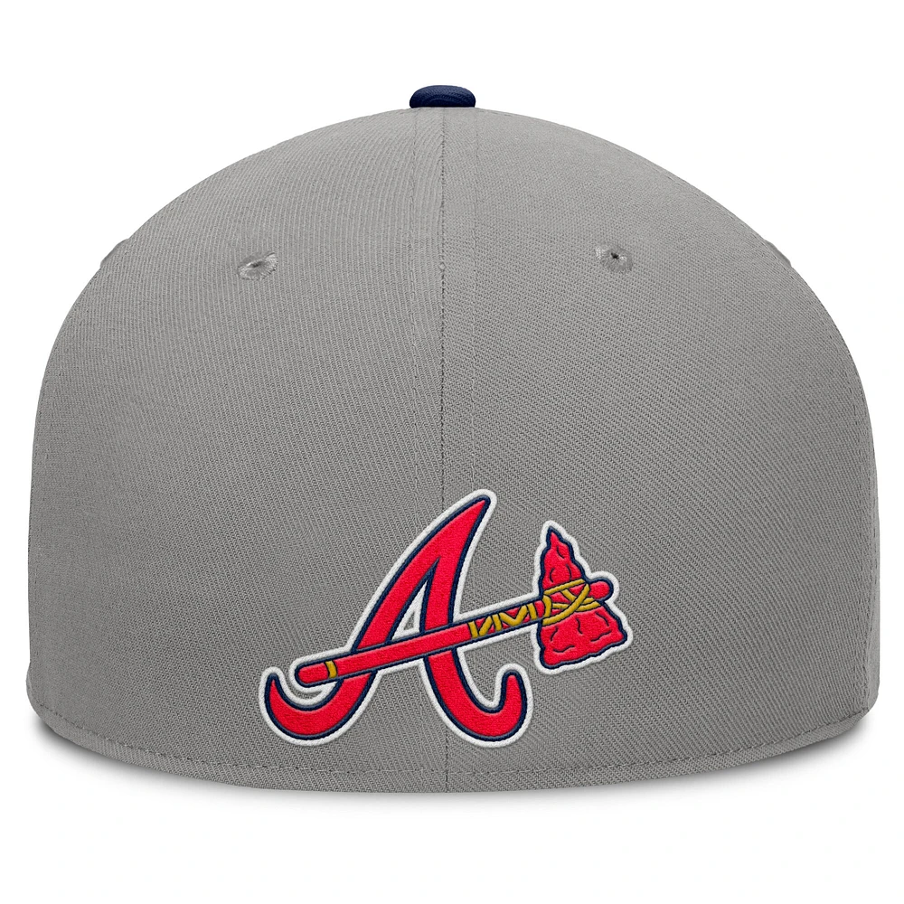 Men's Fanatics Gray/Navy Atlanta Braves Clubhouse Dugout Fitted Hat