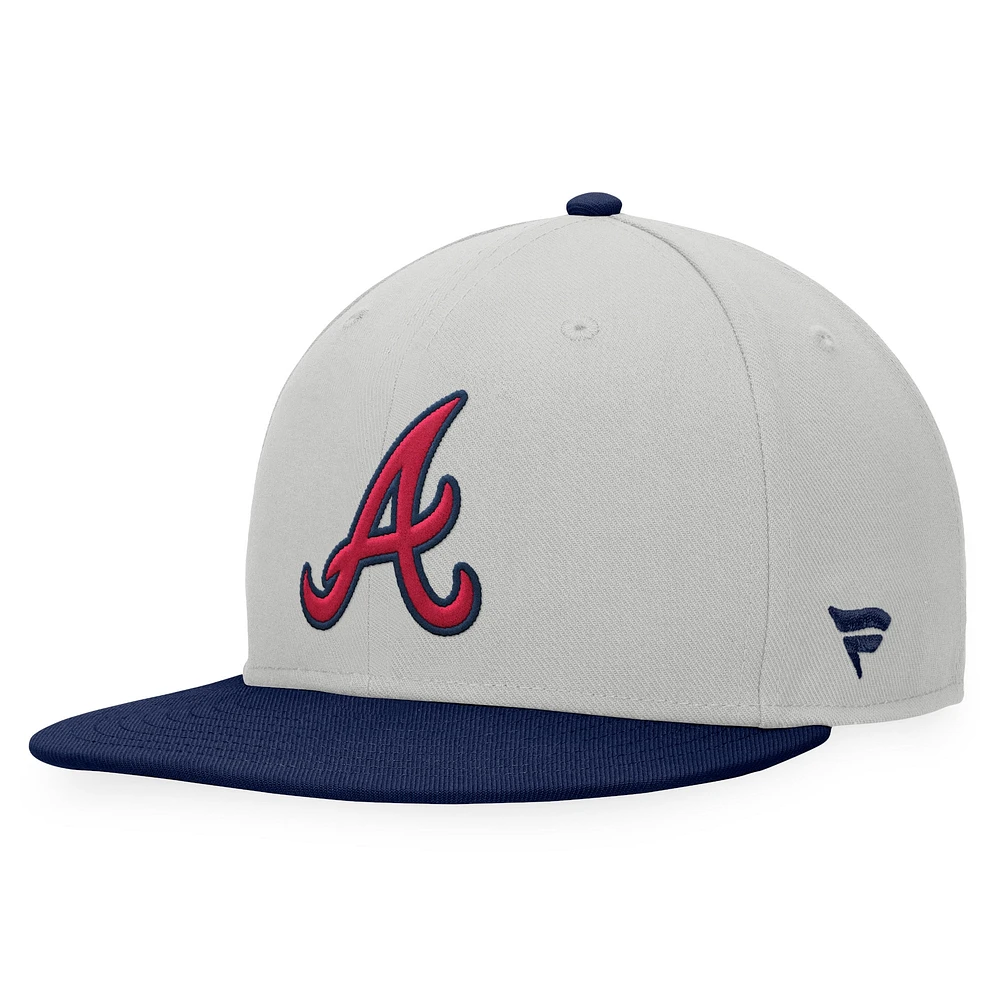 Men's Fanatics Gray/Navy Atlanta Braves Glory Days Two-Tone Snapback Hat