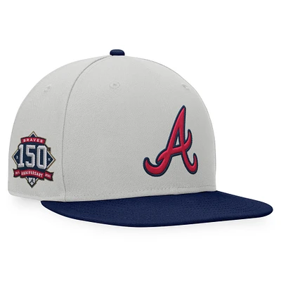 Casquette snapback bicolore Fanatics gris/marine Atlanta Braves Glory Days pour hommes