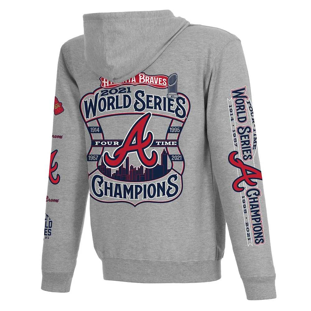 Men's Fanatics Gray Atlanta Braves 2021 World Series Champions Pullover Hoodie