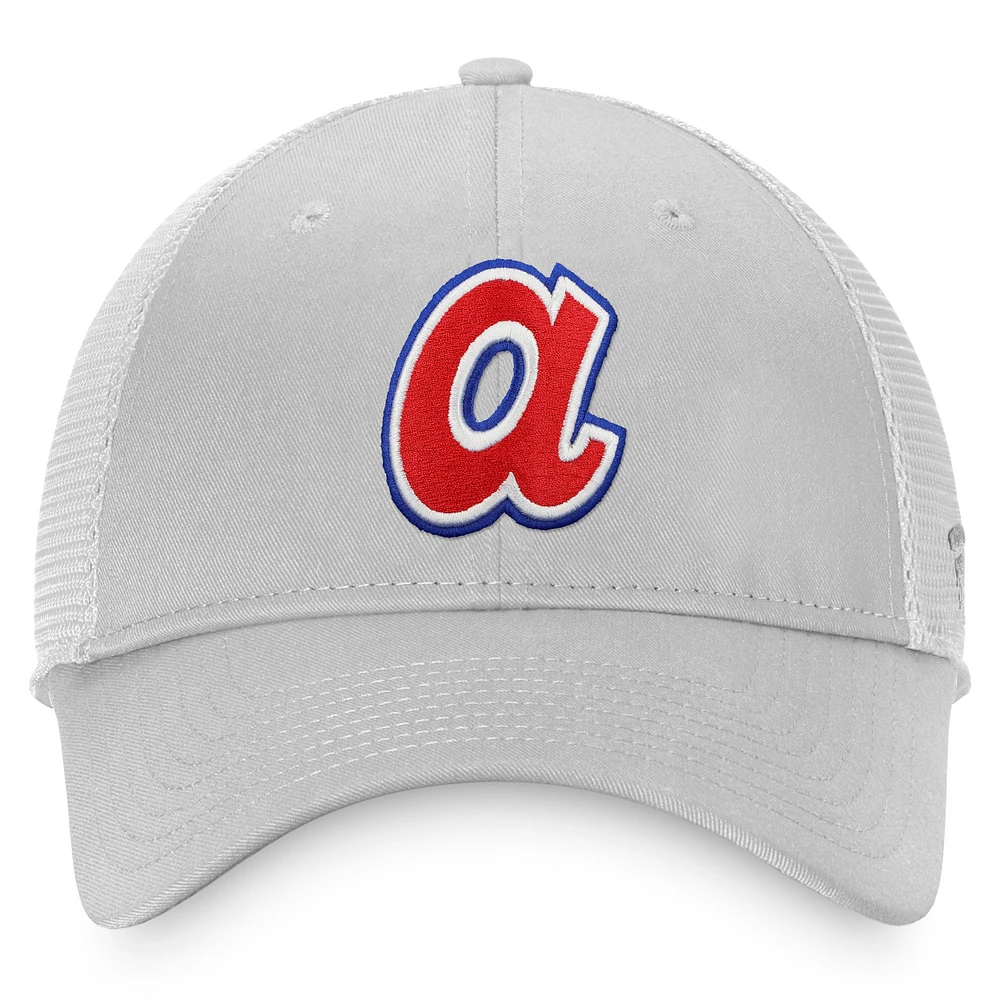 Men's Fanatics Gray Atlanta Braves Cooperstown Collection Core Trucker Snapback Hat