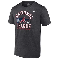 Fanatics Heathered Charcoal pour hommes Atlanta Braves Champions de la Ligue nationale 2021 - T-shirt des vestiaires