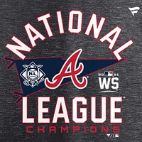 Fanatics Heathered Charcoal pour hommes Atlanta Braves Champions de la Ligue nationale 2021 - T-shirt des vestiaires