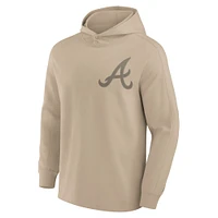 Men's Fanatics Khaki Atlanta Braves Elements Lightweight Fleece Hoodie