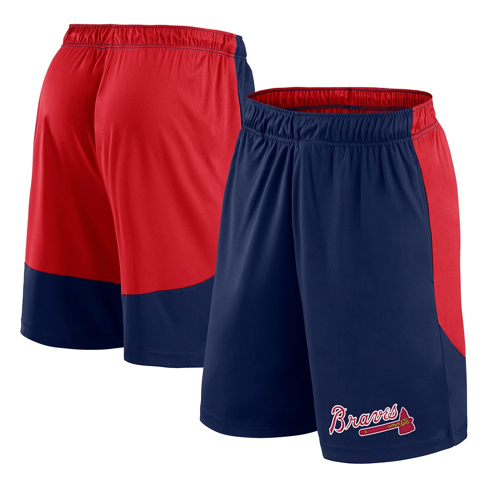 Short en polyester bleu marine/rouge pour homme Fanatics Atlanta Braves Launch