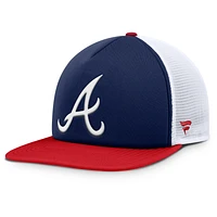 Casquette snapback en mousse fondamentale Atlanta Braves Fanatics pour hommes, bleu marine/blanc