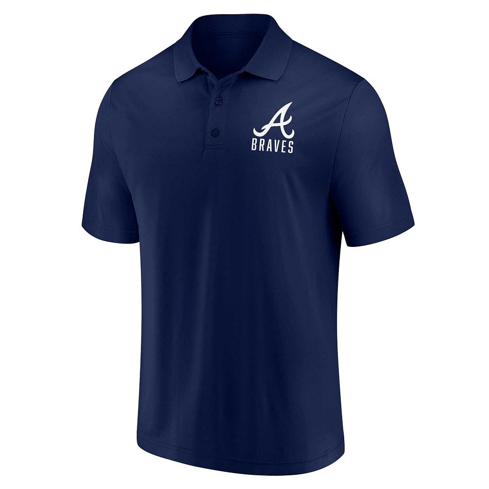 Ensemble de deux polos avec logo Fanatics pour hommes, bleu marine/blanc, Atlanta Braves