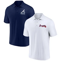 Ensemble de deux polos avec logo Fanatics pour hommes, bleu marine/blanc, Atlanta Braves