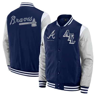 Veste à boutons-pression intégrale Atlanta Braves Elements Elite de Fanatics pour homme, bleu marine