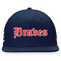 Men's Fanatics Navy Atlanta Braves Gothic Script Fitted Hat