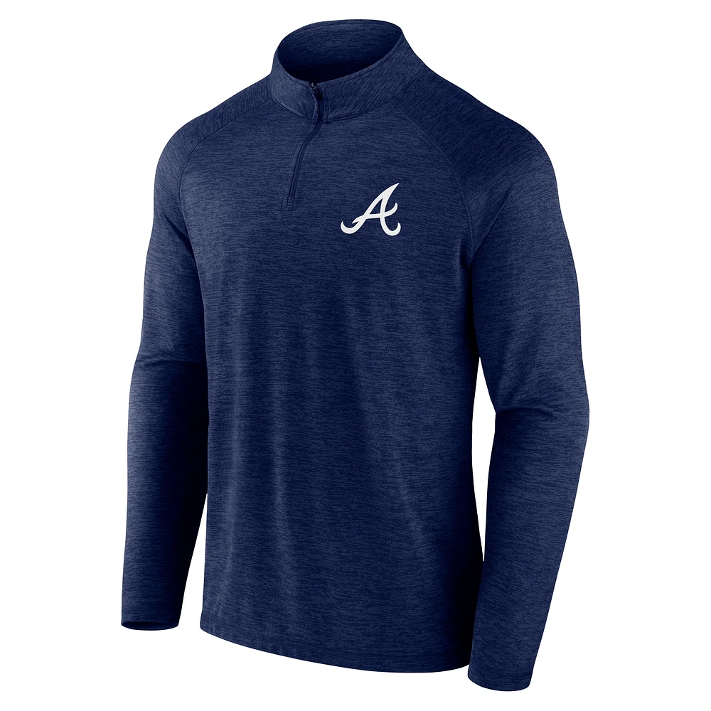 Men's Fanatics Navy Atlanta Braves Head-to-Head Raglan Quarter-Zip Jacket