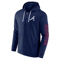 Sweat à capuche léger entièrement zippé pour hommes Fanatics Navy Atlanta Braves Offensive Line Up