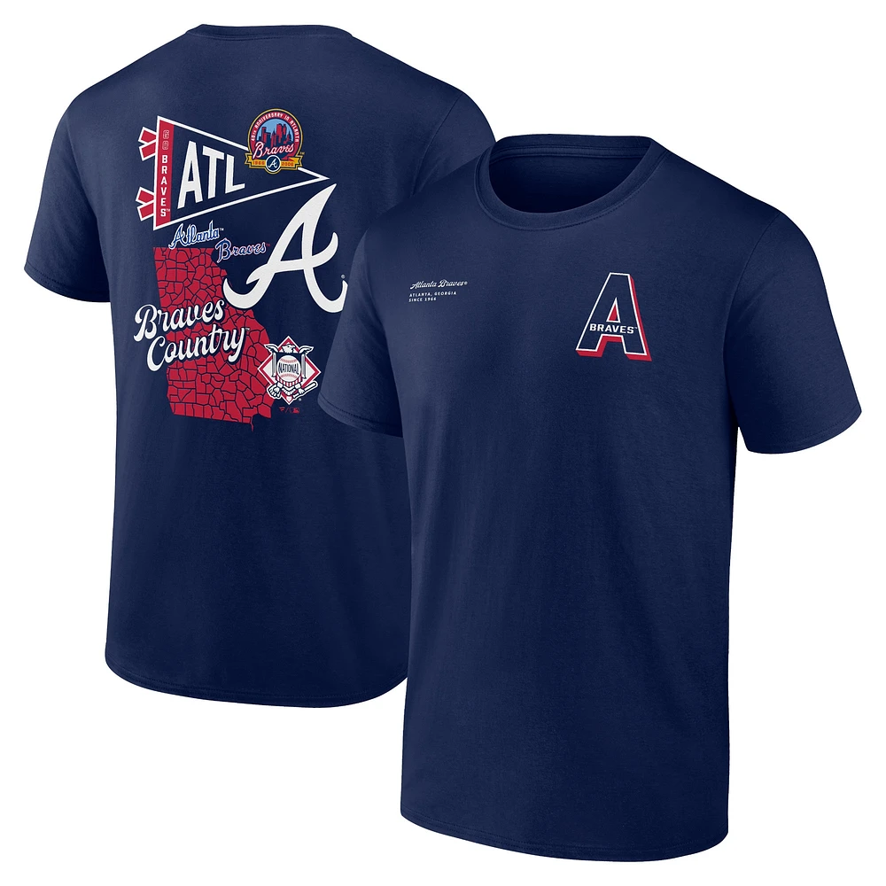 T-shirt bleu marine Fanatics Atlanta Braves Split Zone pour hommes