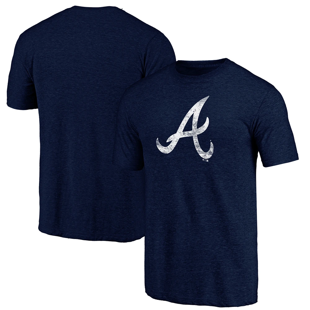 Men's Fanatics Navy Atlanta Braves Weathered Official Logo Tri-Blend T-Shirt