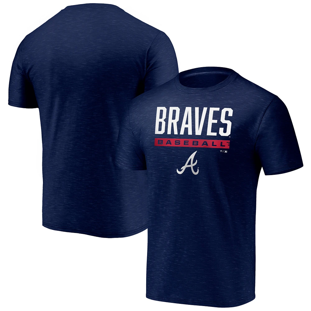 T-shirt bleu marine Fanatics Atlanta Braves Win Stripe Space-Dye pour hommes